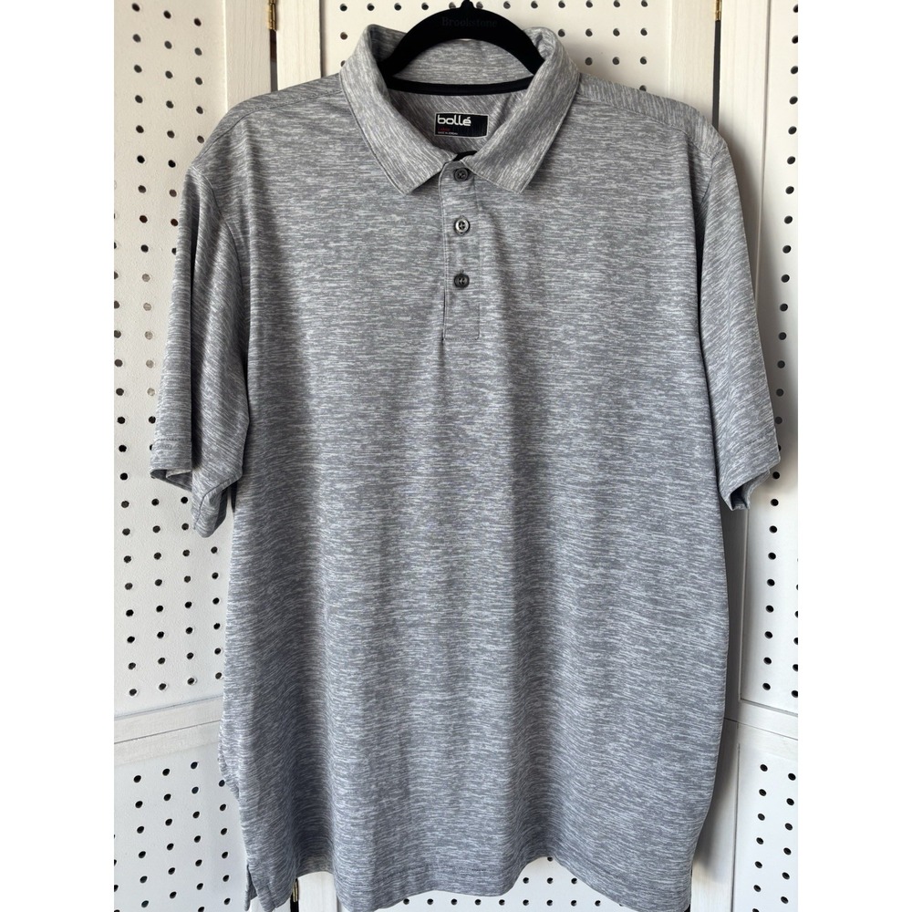Men's L Bolle Short Sleeve Polo Shirt Golf Active Performance GRAY EUC!